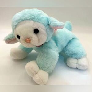 Vintage Walmart Blue Lamb White Sheep Stuffed Animal Plush Toy Spring Easter 9”